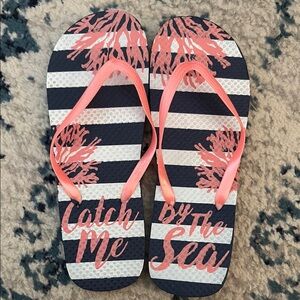 Striped Coral Flip Flops